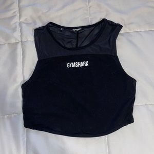 Gymshark short sleeve crop top with mesh top in black ( size small)